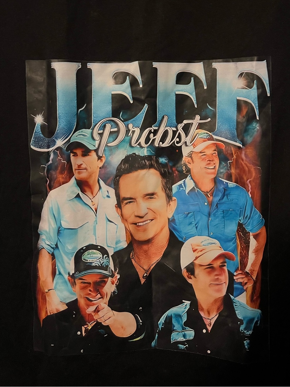Black Graphic Tee- SURVIVOR Jeff Probst Print